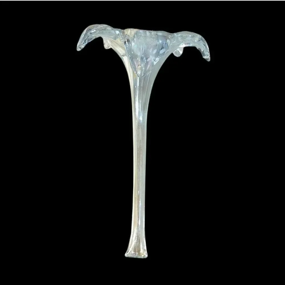 Vintage Handblown Iridescent Glass Lily Stem 8